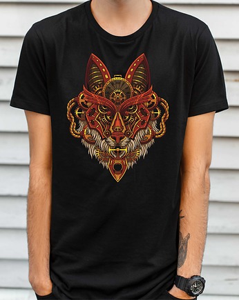 Koszulka  z nadrukiem Wolf - steampunk, ART ORGANIC