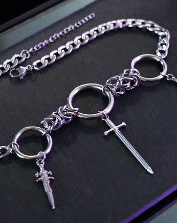Chain mail goth miecze *Savage Dagger* choker stal nierdzewna, youcore.exe