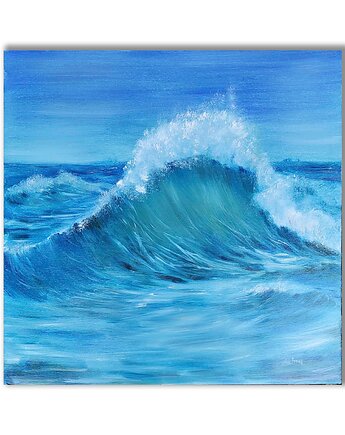 Obraz olejny ręcznie malowany autorski "Fala" 50x50 cm, Galeria Alma