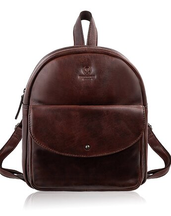 Plecak damski skórzany mały brązowy vintage Paolo Peruzzi SL-47-BR, Paolo Peruzzi