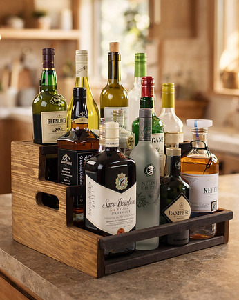 Przenośny regał John Paddle na butelki z drewna sosnowego z uchwytami - Gold, John Paddle