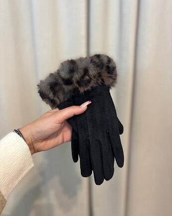 Rękawiczki zamszowe Leopardo Nero, SOLO moda