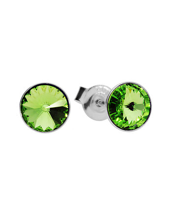 Małe kolczyki sztyfty zielone oczka Swarovski, KOM Biżuteria