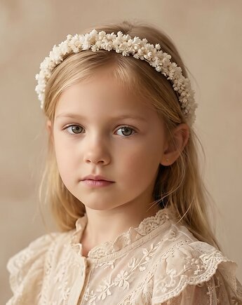 Delikatny naturalny wianek - suszone kwiaty, Lola White