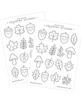 Naklejki do Kolorowania Jesień Liście Grzyby 1 Arkusz
