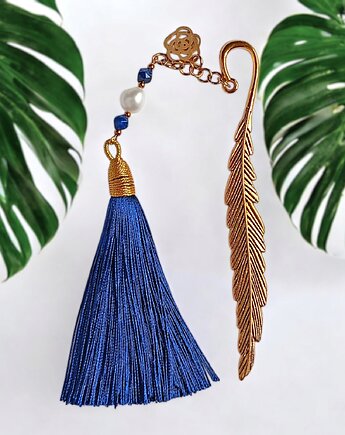 Zakładka PREMIUM : lapis lazuli, perła : GRANATOWA, kaktusia