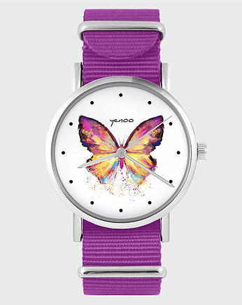 Zegarek - Motyl - amarant, nylonowy, yenoo