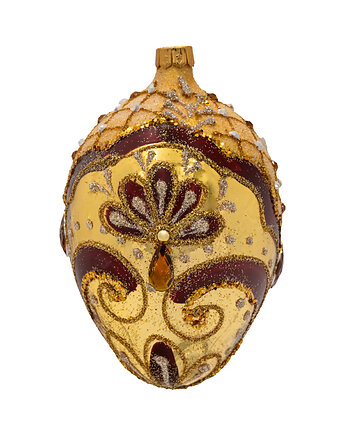 Bombka choinkowa szklana ręcznie malowana: Jajo Faberge: złoto i brąz, Syn Bombkarza