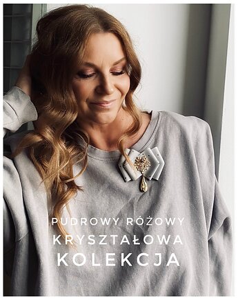 Kryształowa Kolekcja   Brosza z kryształami, Pudrowy Różowy