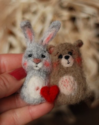 Miś i Królik - Broszka, BoboLobo Handicraft