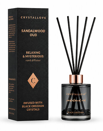 CRYSTALLOVE Sandalwood Oud & Black Obsidian Dyfuzor Zapachowy z patyczkami i, CRYSTALLOVE
