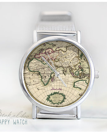 Vintage World - zegarek z mapą świata., Makaliboo