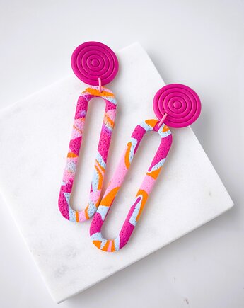 Długie kolczyki ENDORFINY z fuksją, sploteka