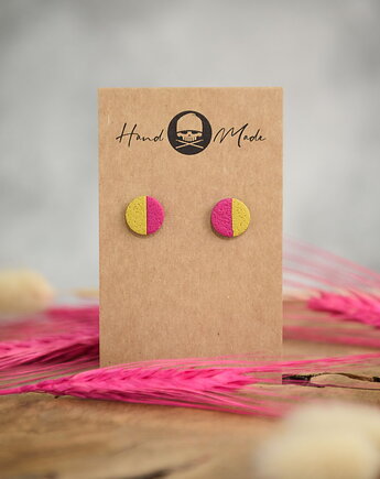 Kolczyki Dots Half - różowo-zielone, LaCzapaKabra.biju