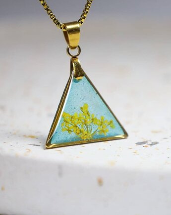 Naszyjnik lazurowy trójkąt z Kwiatami Dzikiej Marchwi, Lovely Jewellery
