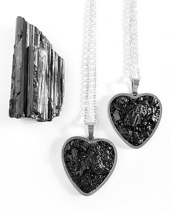 Czarny turmalin serce naszyjnik, Magneska