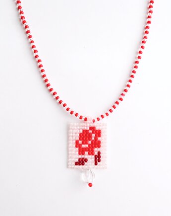 Czerwona róża z koralików - naszyjnik, Hibiscus
