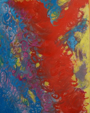 Obraz olejny do salonu abstrakcja burza kolorów, alice oil on canvas