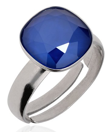 Srebrny pierścionek niebieski Swarovski, KOM Biżuteria