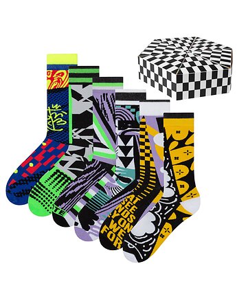 Zestaw skarpetek UV 6 par, świecące w ultrafiolecie, unisex, bawełniane, ZOOKSY