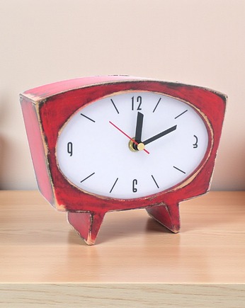 Cichy zegar drewnianystojący - Czerwony, Clock Wood Studio