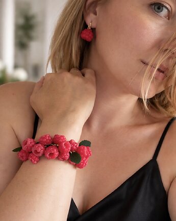 Bransoletka maliny handmade, MariaPolymer