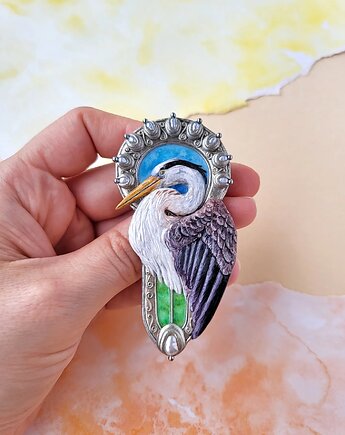 Broszka z czaplą w stylu Art Nouveau, Not only cute crafts
