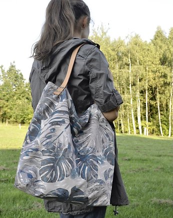 Torba tote XXL - print, monstera, PRACOWNIA 166