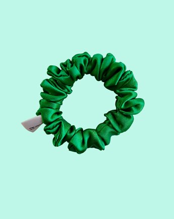 Gumka jedwabna, scrunchie, gumka do włosów, gumka satynowa zielona trawka MINI, Capillum