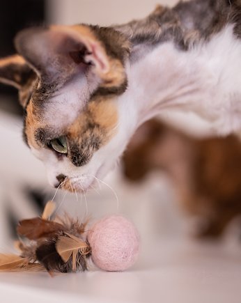 Piłeczki wełniane WOOL WOOL dla kota, różowe, THE MISS CAT