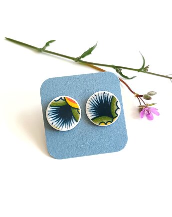 Kolczyki ceramiczne w orientalne wzory, biżuteria z talerzy