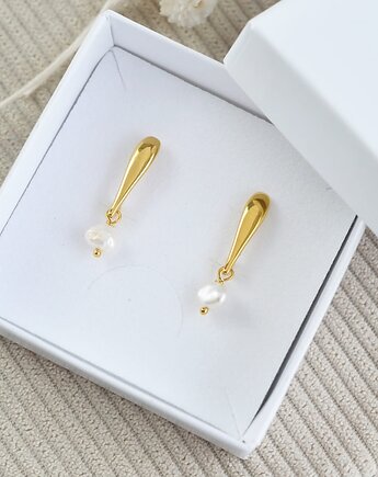 Kolczyki z naturalną perłą i podłużnym zapięciem, Laoni