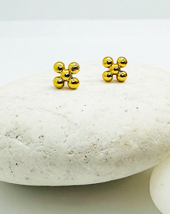 Złote kolczyki kuleczki, mini  sztyfty kulki, Anemon Atelier