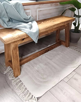 Ławka drewniana rustykalna z litego drewna styl farmhouse do przedpokoju i domu, PiorunowoSzafa