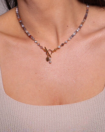 Naszyjnik agat botswana toggle z zawieszką, Bring Biżuteria