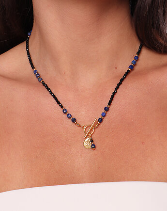 Naszyjnik z kamieni naturalnych czarny turmalin i lapis lazuli, Bring Biżuteria