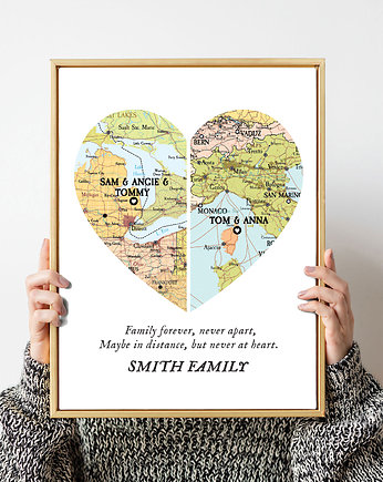 Plakat Personalizowana mapa rodzina 2 lokalizacje, wejustlikeprints