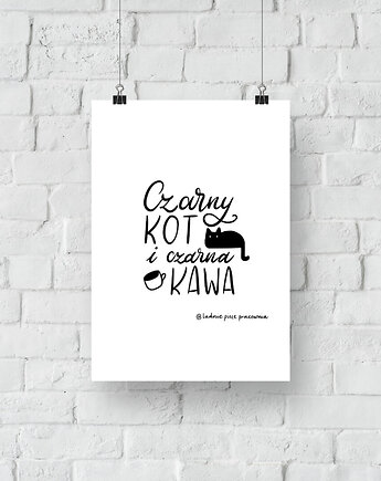 Plakat Czarny Kot i Czarna Kawa, ładnie piszę pracownia