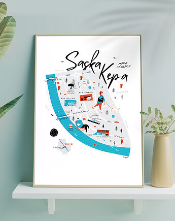 Warszawa Mapa Saska Kępa plakat 50x70 cm, Cyrografik