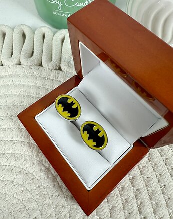 SPINKI DO MANKIETÓW koszuli mankietu batman żółty, AKADEMIA STYLU