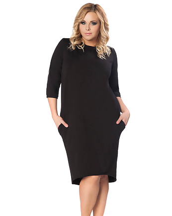 Sukienka tuba z kieszeniami, Halina, PLUS SIZE, TESSITA
