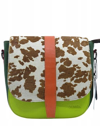 Torebka damska klasyczna skórzana regulowany pasek klapka wzór OLIVKA, Olivka Warsaw