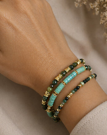 Komplet Bransoletek EARTH & SOUL z kamieni, naturalny turkus i turmalin, Anemon Atelier