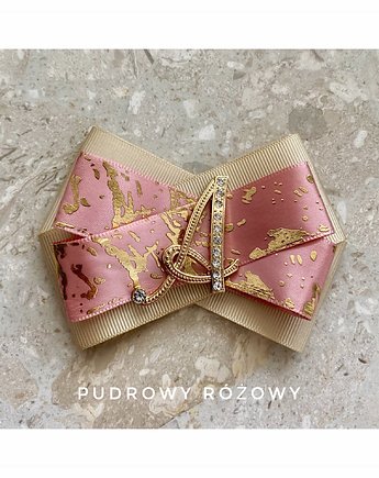 Brosza Personalizowana ze złotą Literką A, Pudrowy Różowy