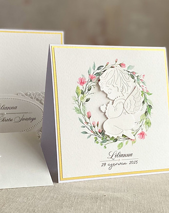 Kartka na chrzest dziewczynki z pudełkiem i kopertą, 25F, Anna Art and Crafts