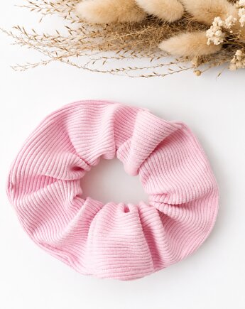 Frotka scrunchie z prążkowanej dzianiny - jasny róż, Moni Made of Natural Individuality