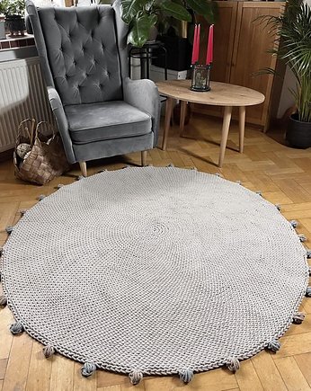 Okrągły dziergany dywan DOTS  Natur 130cm, Knitting Factory