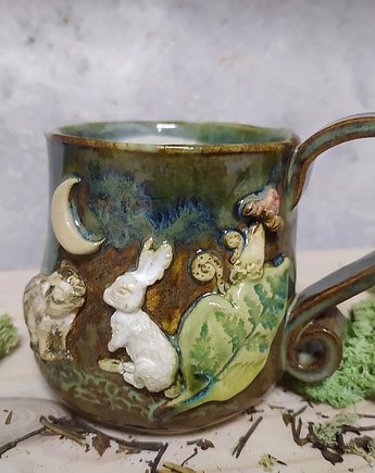 Kubek ceramiczny z zajączkiem ,bobrem i muchomorem, AM Natural Home