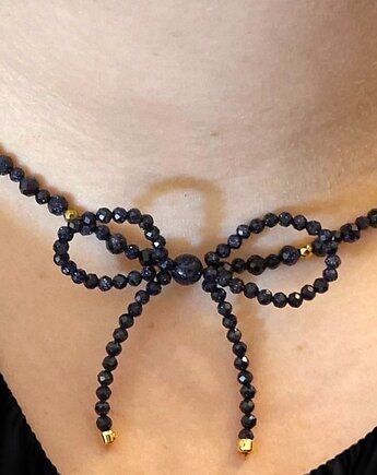 Naszyjnik choker z kamieni naturalnych kokardka Noc Kairu NOWOŚĆ, Arto Teka