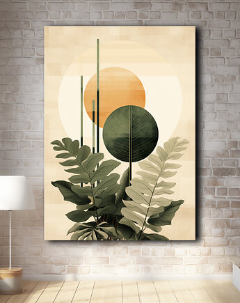 Tropikalne liście - Obraz na płótnie - Druk, Blejtrama - Loft, Minimalizm #20, Black Sapphire Art
